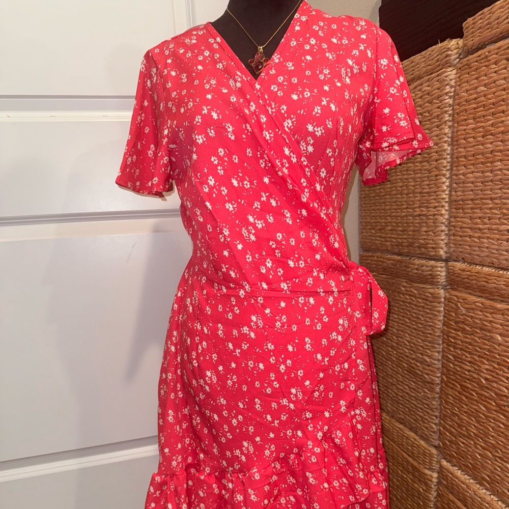 NEW Women's summer wrap V neck floral ruffle dress